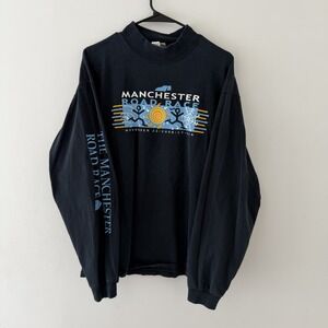 Vintage 2006‎ Manchester Road Race Graphic Long Sleeve Tee L Black Skater